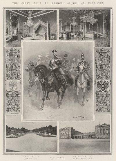 Wizyta cara we Francji, sceny w Compiegne autorstwa Georges Bertin Scott